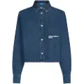 Karl Lagerfeld Boxy Denim Skjorte Med Lange Ermer