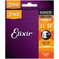 Elixir Phosphor Nanoweb Acoustic Strings 3 Pack 11-52