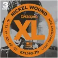 D'Addario EXL140-3D Nickel Wound Light Top/Heavy Bottom 10-52 3-Pack