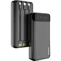 Dudao capacious powerbank with 3 built-in cables 20000mAh USB Type C + micro USB + Lightning black ( K6Pro +) Nødlader - Svart - 20000 mAh