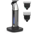 BaByliss Super-X Metal Beard Trimmer, Innebygd skjerm, Vaskbar, Batteri, Sort