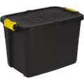 Strata Opbevaringskasse, Strata Heavy Duty med låg, sort, 60 L
