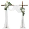 Vevor kunstige bryllupsbueblomstersett, hvite bryllupsbueblomster med draperinger (pakke med 3) - 2 stk. blomsteroppsats, 1 stk. gjennomsiktige draperinger, for seremonibuketter, mottakelsesbakgrunnsd