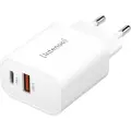 Intenso W30AC - Strømadapter - 30 watt - 3 A - PD 3.0, QC 4.0, PD/PPS - 2 utgangskontakter (24 pin USB-C, USB) - hvit