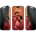 PanzerGlass - Skjermbeskyttelse for mobiltelefon - ultrabred passform - glass - med personvernsfilter - rammefarge svart - for Apple iPhone 15
