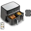 Tefal Dual Easy Fry & Grill EY905B, Varmluftsfrityr, 8,3 l, Dobbel, Grå, Berøringskontroll, Enkeltstående