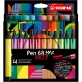 Stabilo Pen 68 MAX, 24 farger, Assorterte farger, 5 mm, 1 mm, Flerfarget, Rund
