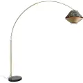 QAZQA Messingbue lampe med dobbel fløyelsskjerm bladdesign og beige - XXL