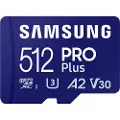 Samsung PRO Plus MB-MD512SA - Flashminnekort (microSDXC til SD-adapter inkludert) - 512 GB - A2 / Video Class V30 / UHS-I U3 - microSDXC UHS-I - blå