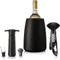 VacuVin Elegant vintilbehør, sort stål, 5 deler