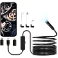 Vevor endoskopkamera med lys, 1920P HD boroskop for Android og iOS, inspeksjonskamera med 8 LED-lys og 5m halvstiv kabel, 2X zoom, IP67 vanntett slangeskopkamera for bil, rørleggerarbeid