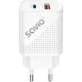 Savio LA-04 - Strømadapter - 18 watt - 3.6 A - PD 3.0, QC 3.0 - 2 utgangskontakter (USB, 24 pin USB-C) - hvit
