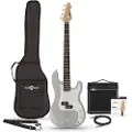 Gear4Music LA Bassgitar + 15W Forsterkerpakke Silver Flake