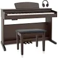 Gear4Music DP-10X Digitalt Piano fra Gear4music Mørk RW + Pianokrakkpakke