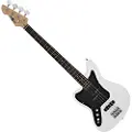Gear4Music Seattle Left Handed Bass Guitar fra Gear4music White