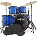 Gear4Music BDK-1plus Full Size Trommesett for Nybegynnere + Øvingspakke Blått