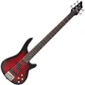 Gear4Music Chicago 5-strengers Bassgitar fra Gear4music Trans Red - Nesten ny