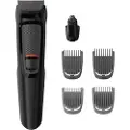 Philips MULTIGROOM Series 3000 MG3711/15, Black, Rectangle, Beard, Ear, Eyebrow, Nose, Stainless steel, Battery, 60 min