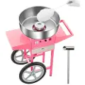 Vevor elektrisk sukkerspinnsmaskin med vogn, 1000W kommersiell sukkerspinnsmaskin med 52 cm bolle i rustfritt stål, sukkerskje og skuff, enkel å bruke, for hjemmet, barnebursdager, familiefester, rosa