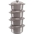 Staub Ceramique, Stekeform, Rund, Keramisk, Keramisk, Grå, Emalje