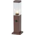 QAZQA Utendørs lampe rustbrun med klart glass 45 cm IP44 med stikkontakt og bevegelsessensor - Malios