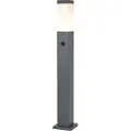 QAZQA Utendørs lampe mørkegrå med opalt glass 80 cm IP44 med stikkontakt og bevegelsessensor - Malios