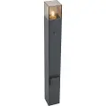 QAZQA Moderne utendørs pullert svart med røykglass 70 cm med skumringssensor IP44 - Denmark