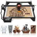Vevor lasergravør, 5 W utgang, lasergraverings- og kuttermaskin, arbeidsområde 14,9 x 15,7 tommer/38 x 40 cm, bevegelseshastighet 10 000 mm/min, komprimert punkt med øyebeskyttelse, for tre, visse met