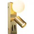 QAZQA Moderne messing vegglampe 2-lys justerbar med USB-C-port - Lesly