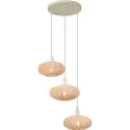 QAZQA Japandi Pendellampe Beige med Stoffskjerm 3-Lys - Bida