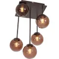 QAZQA Design taklampe bronse med bronsefarget glass 5-lys - Athens