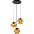 QAZQA Retro pendellampe svart med oransje glass 3 lys - Denise