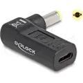 DeLOCK - Strømadapter - 24 pin USB-C (hunn) til 5,5 x 2,5 mm DC-jakk (hann) - 19 V - 3 A - vinklet - svart