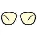 Gunnar Optiks Optiks DME-02701, Unisex, Rund, Klassisk, Sort, Gull, Rustfritt stål, Rav