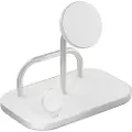 ZENS 4-in-1 Magnetic + Watch Wireless Charger - Trådløst ladestativ + AC-strømadapter - 65 watt - Fast Charge - hvit/sølv