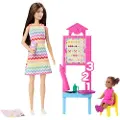 Barbie Teacher Doll with Brunette Fashion Doll, 1 Toddler Doll, &amp Teaching Accessories