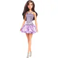 Barbie Fashionistas Doll #234 in Sequined Purple Dress And Silvery Accessories Brown Hair