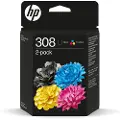 HP 308 / 6L6S6UE - 2-Pack Black and Color (Cyan Magenta Yellow) Ink - Blekkpatron Blå