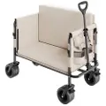 Vevor Sammenleggbar Vogn, 220 kg Last og 220 l, 2-i-1 Sammenleggbar Vognvogn Kan Konverteres til Benk, Bruksvogn med Justerbart Håndtak, Utendørs Vogn for Dagligvarer Shopping, Camping, Hagearbeid