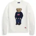 Ralph Lauren for woman. 211978359001 Cotton and linen pullover with white Polo Bear (S), Casual, Wool