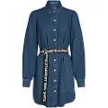 Karl lagerfeld A3w13014 Puff Denim Langarmet Kort Kjole
