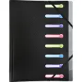 Exacompta - Klassifikasjonsmappe - 8 rom - 8 deler - for A4 - med fliker - svart