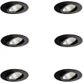 QAZQA Sett med 6 innfelte spotter svart 6,8 cm inkl. LED 750 lm dimbar IP23 - Gaius