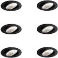 QAZQA Sett med 6 innfelte spotter svart 9,5 cm inkl. LED 1300 lm dimbar IP65 - Gaius