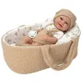 Munecas Arias Eleganse Babyto Med Bærebrett Og Veske Vinylkropp Kjønn Gutt Babydukke 33 Cm