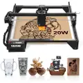 Vevor lasergravør, 20 W utgang, lasergraverings- og kuttermaskin, 13,7 x 15,7 tommer/35 x 40 cm arbeidsområde, 10 000 mm/min bevegelseshastighet, komprimert punkt med øyebeskyttelse, for tre, visse me