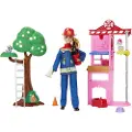 Barbie Brannmann Med Brannstasjon Og Tilbehør Dukke