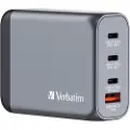 Verbatim - Strømadapter - GaN - 100 watt - 5 A - PD 3.0, PD/PPS, QC 3.0 - 4 utgangskontakter (3 x USB-C, USB)