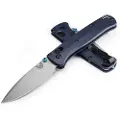 Benchmade Bugout S90V Crushed Silver Cerakote foldekniv, crater blue grivory