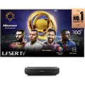 Hisense Laser TV 100L9HD - DLP-projektor - laser - 3000 lumen - 3840 x 2160 - 16:9 - 4K - ultrakortkast linse - Wi-Fi / Bluetooth / LAN - svart, mørk grå - med 100 4K ALR projeksjonsskjerm